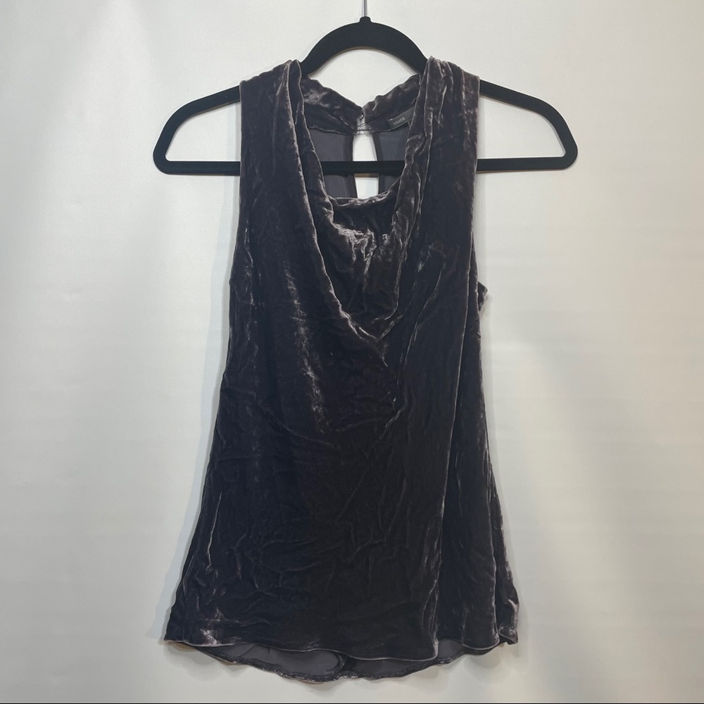 Vince Gray Silk-Blend Velvet Blouse Sz 2